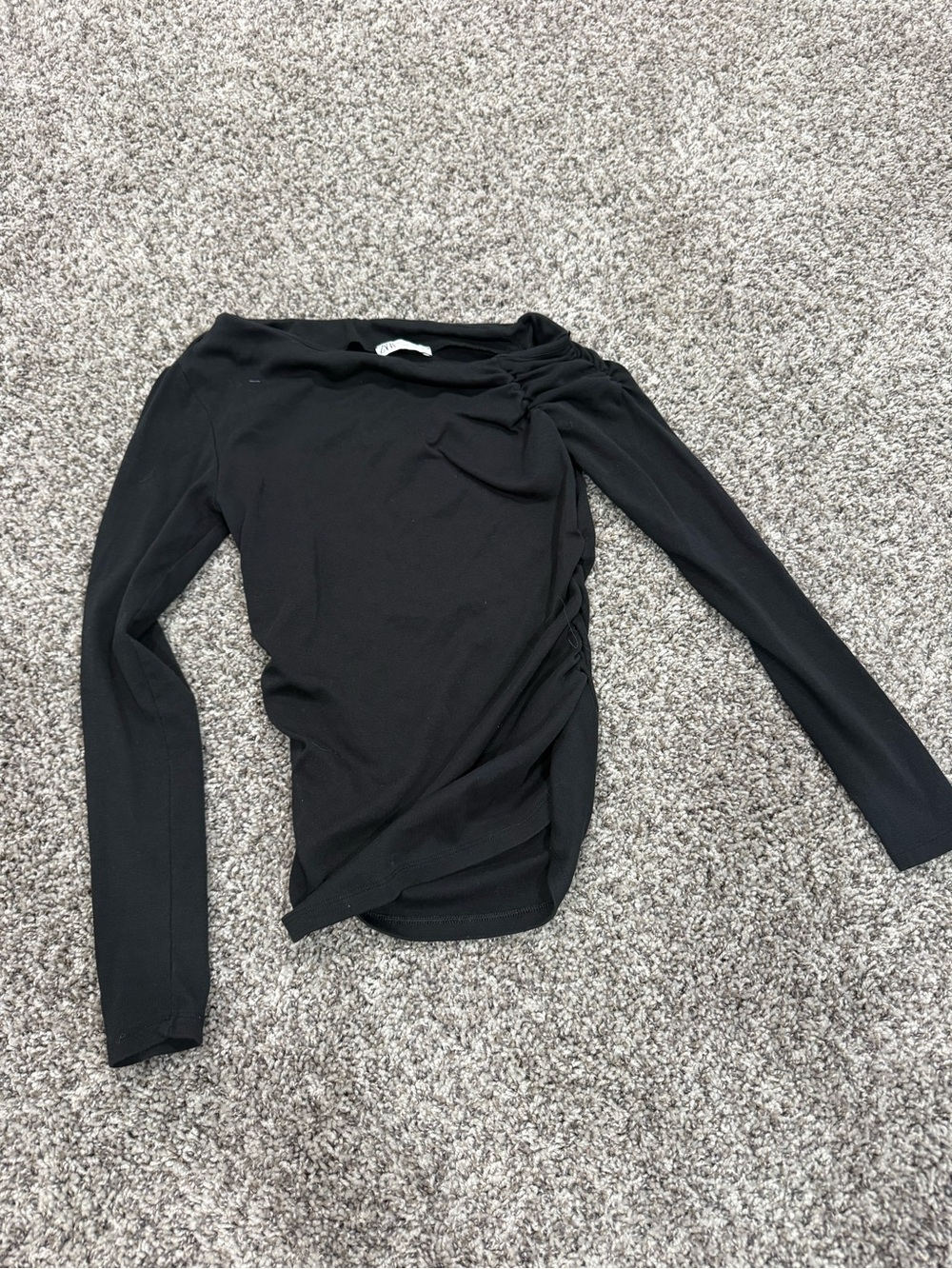 Zara Black Long Sleeve Twist-Detail Top